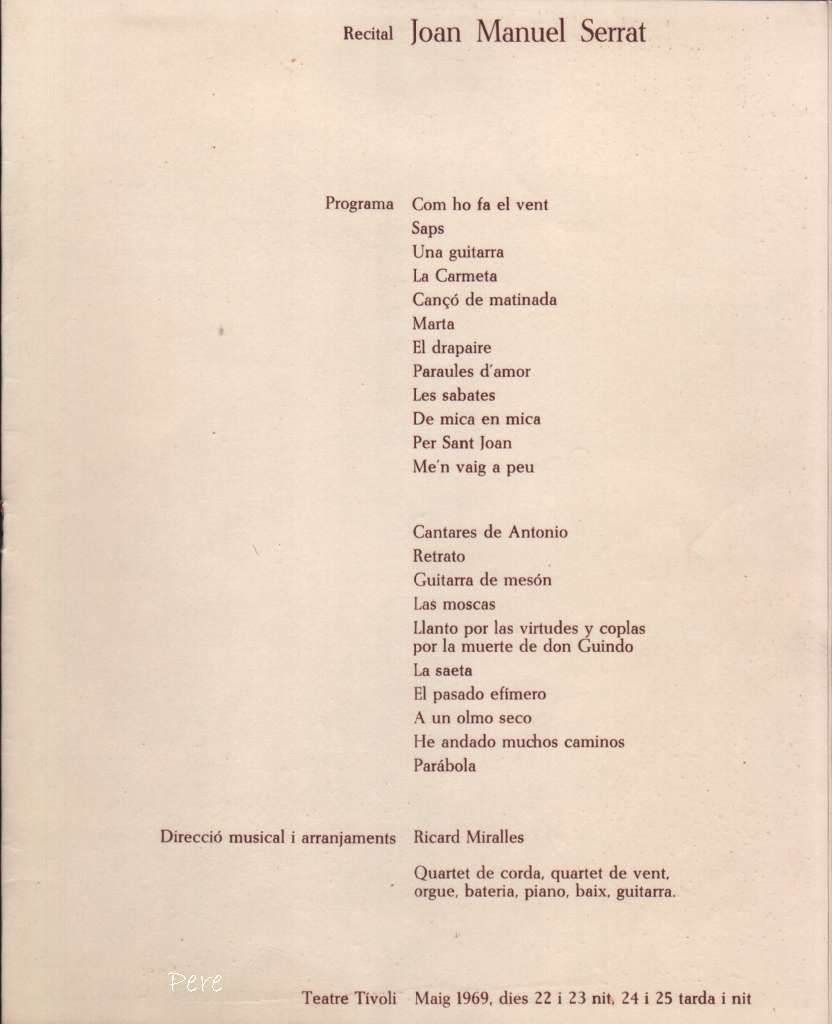 1 53 - Serrat - Concierto en el Teatro Tívoli, 22 Mayo 1969