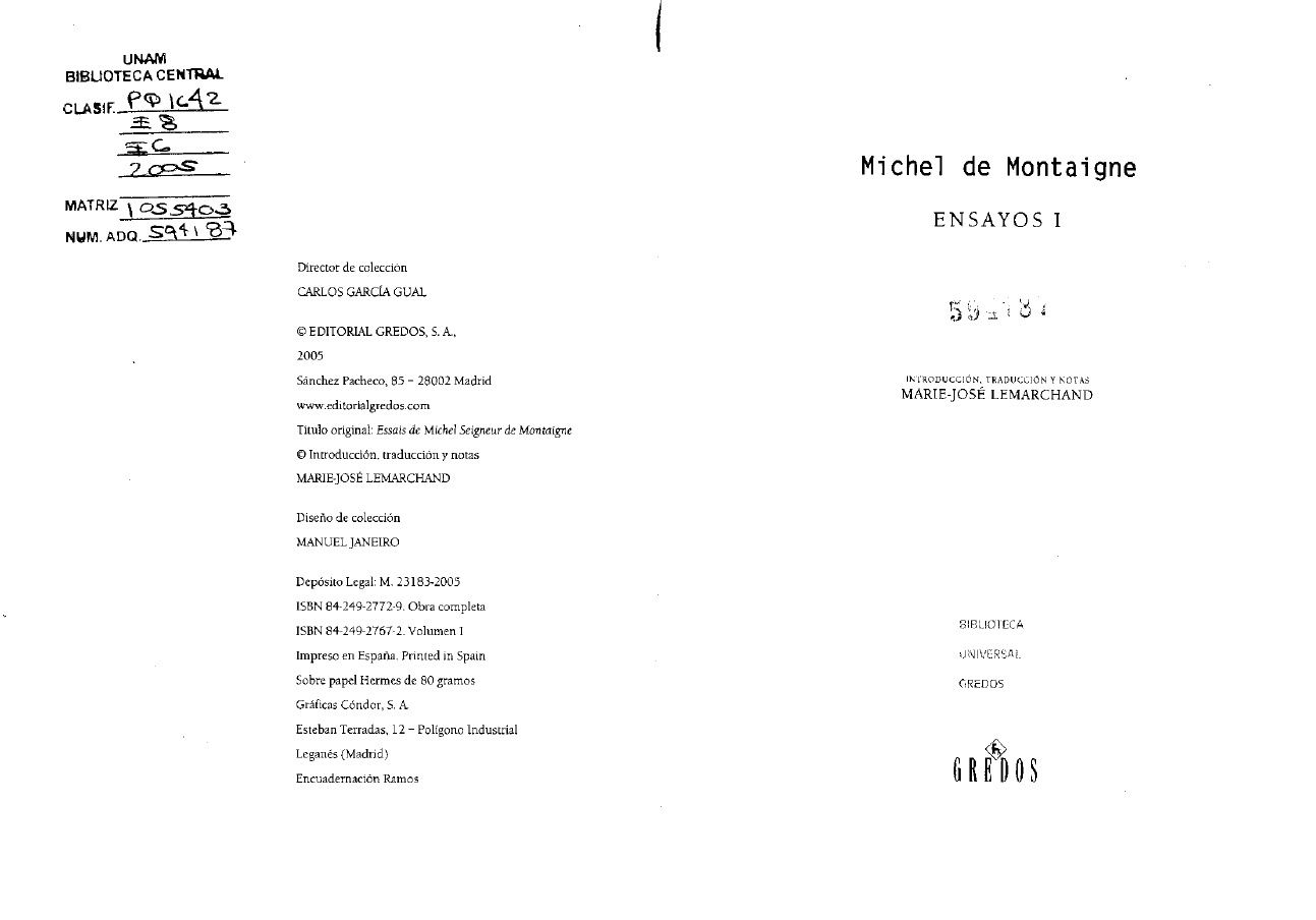 1 d64326c20e - Ensayos (Primer libro) - Michel Montaigne (Gredos)
