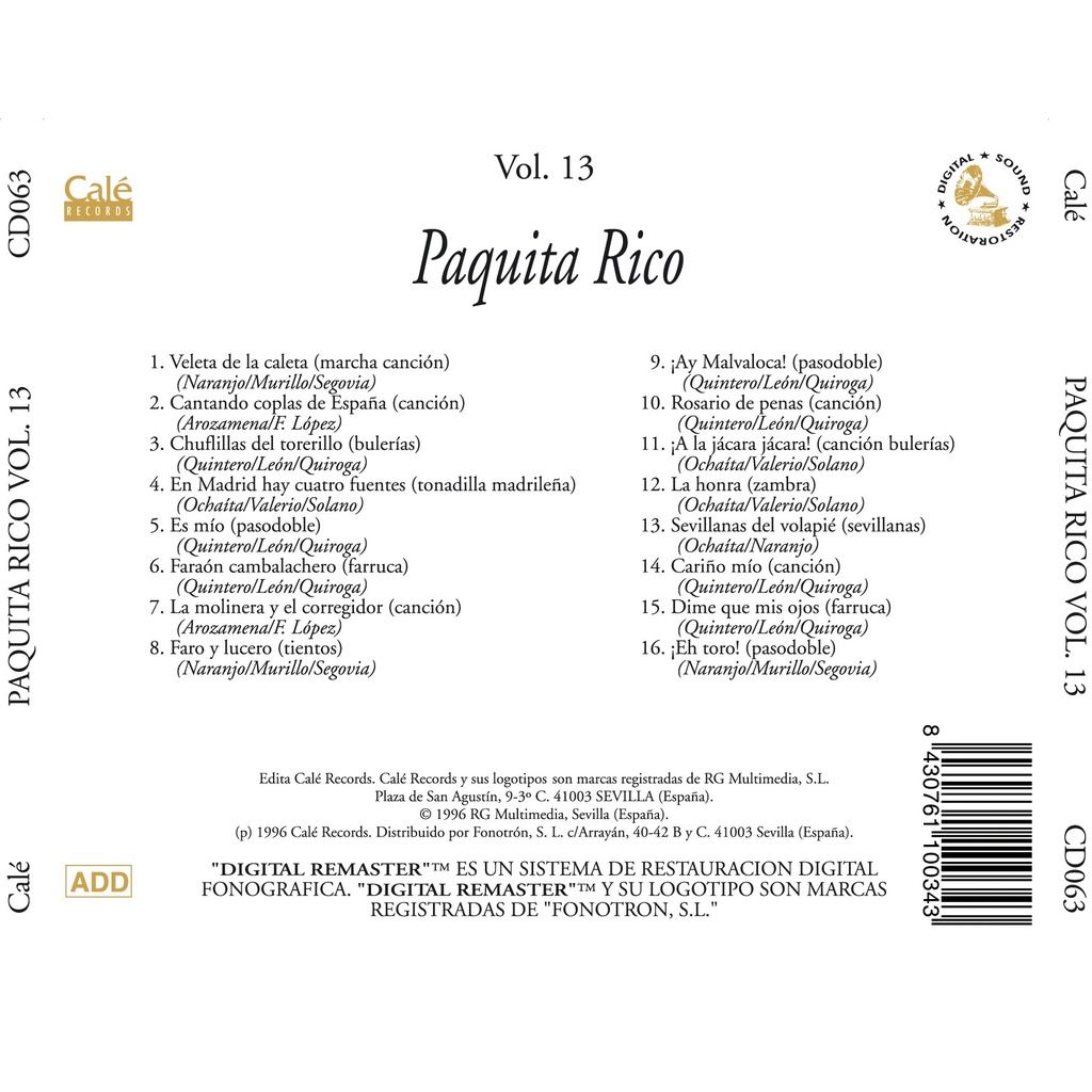 115995970 2 - Paquita Rico - Raíces de La Canción Española Vol.13 (1996)