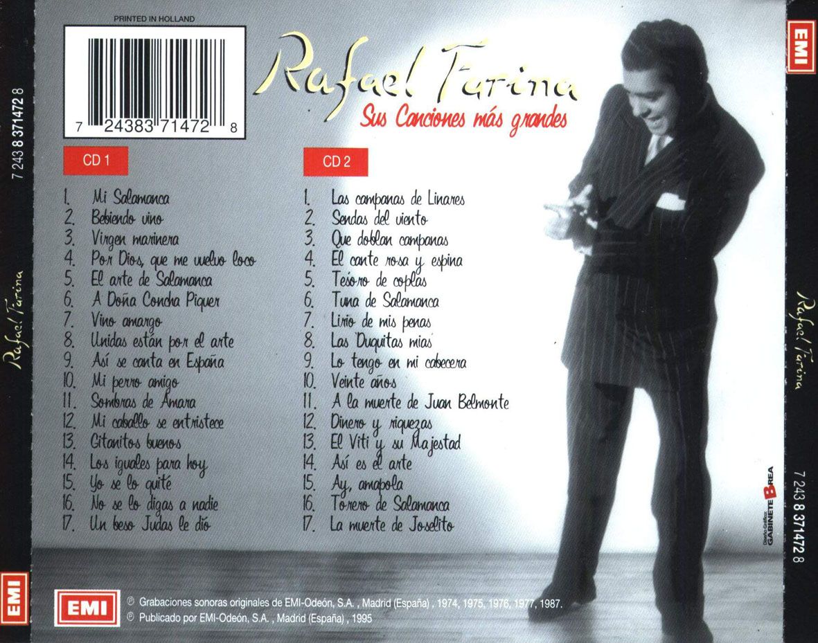 Rafael Farina Sus Canciones Mas Grandes Trasera - Rafael Farina - Sus Canciones Más Grandes (1995) FLAC