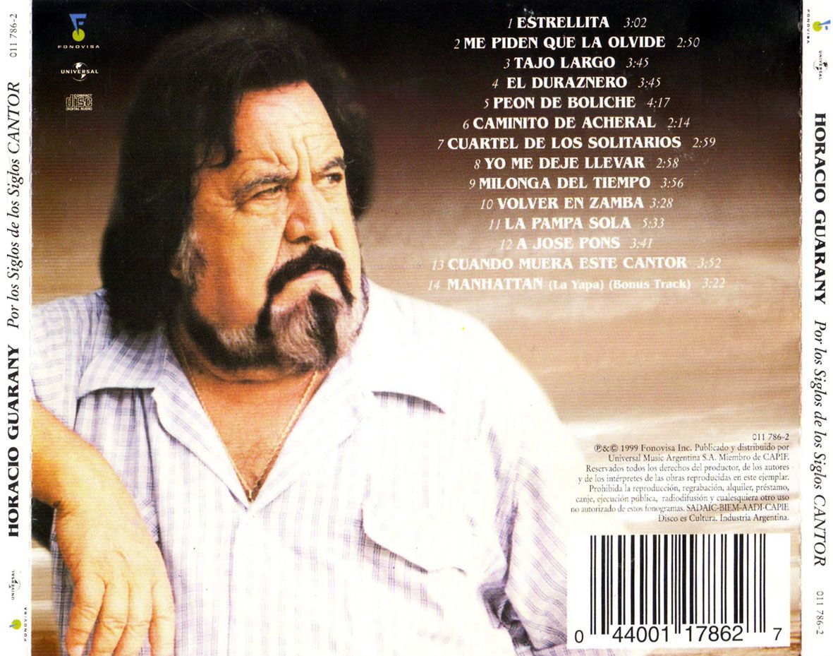 Horacio Guarany Por Los Siglos De Los Siglos Cantor Trasera - Horacio Guarany - Por los siglos de los siglos cantor (1999)
