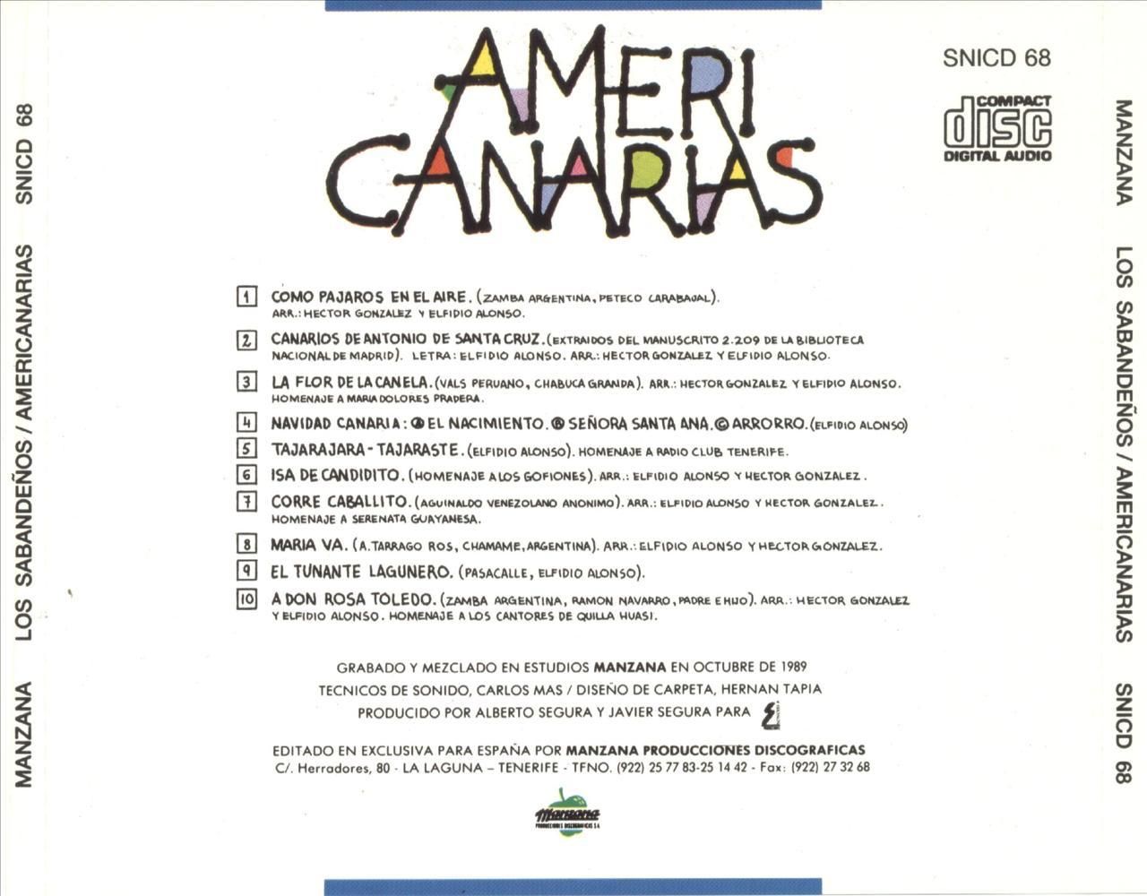 199820Los20Sabandentildeos20 20Americanarias20trasera - Los Sabandeños - Americanarias (1989)