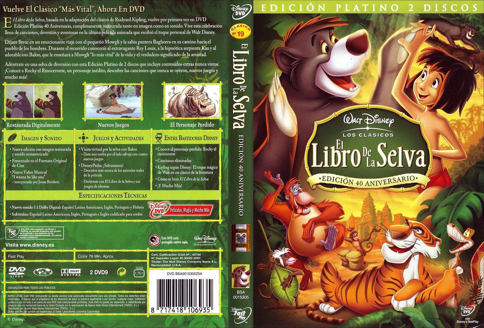 El Libro De La Selva   Clasicos Disney 19   Edicion Platino por Jenova - El Libro de la Selva (1967) (Animacion) (DVDRip) (Castellano)