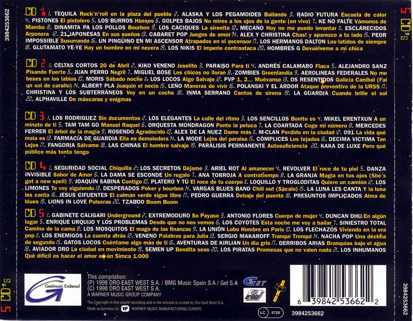Las 101 Mejores Canciones Del Pop Espanol  Trasera - Las 101 Mejores Canciones Del Pop Español