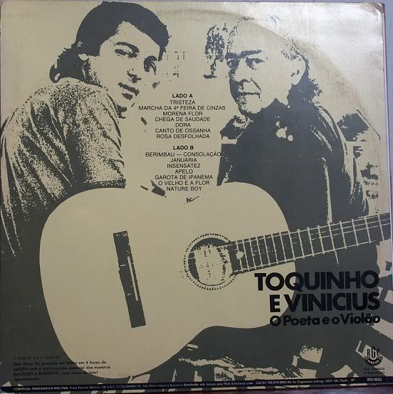 contracapa 1 - Vinicius de Moraes e Toquinho - O Poeta e o Violão (1975)
