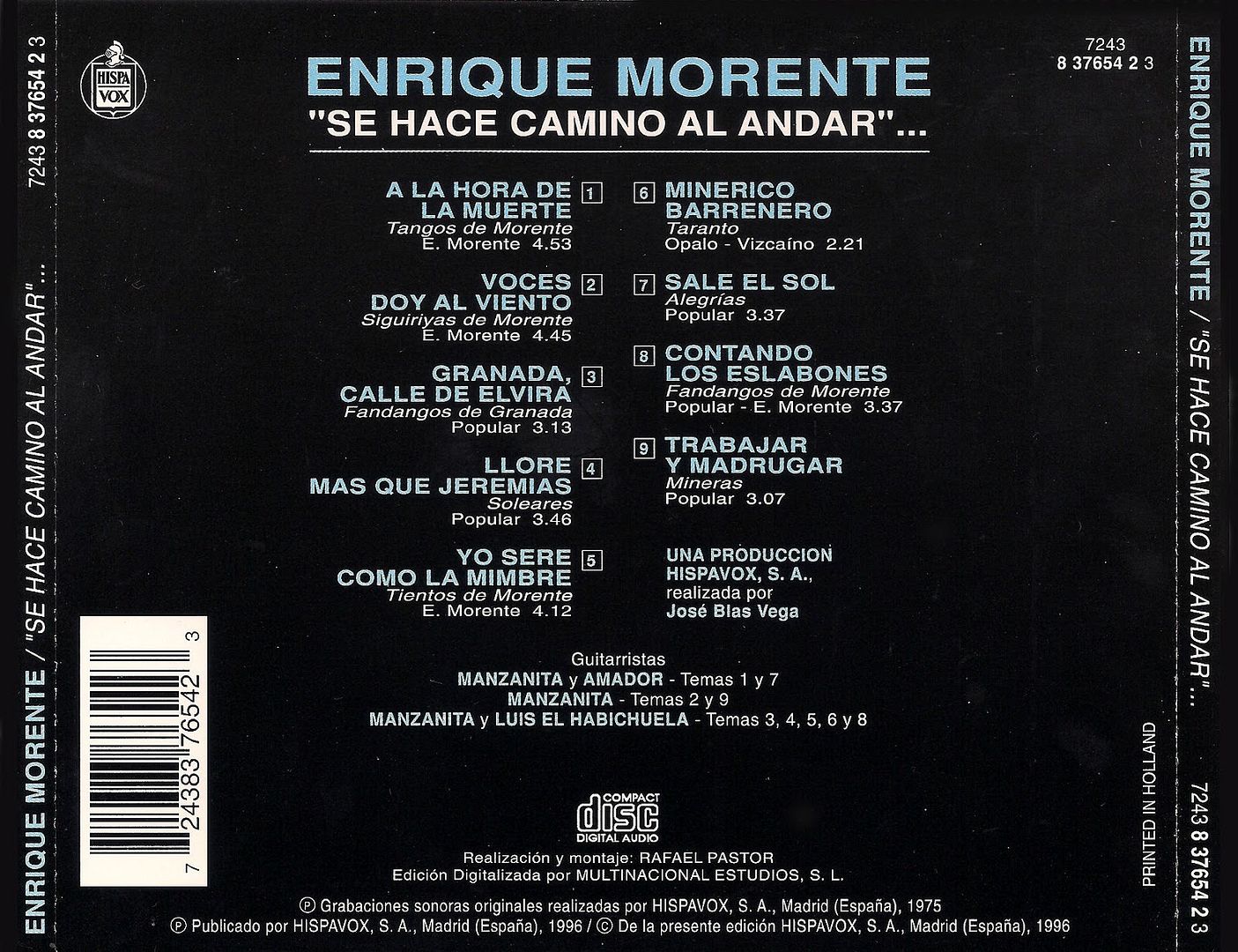 Back - Enrique Morente - Se Hace Camino Al Andar 1975