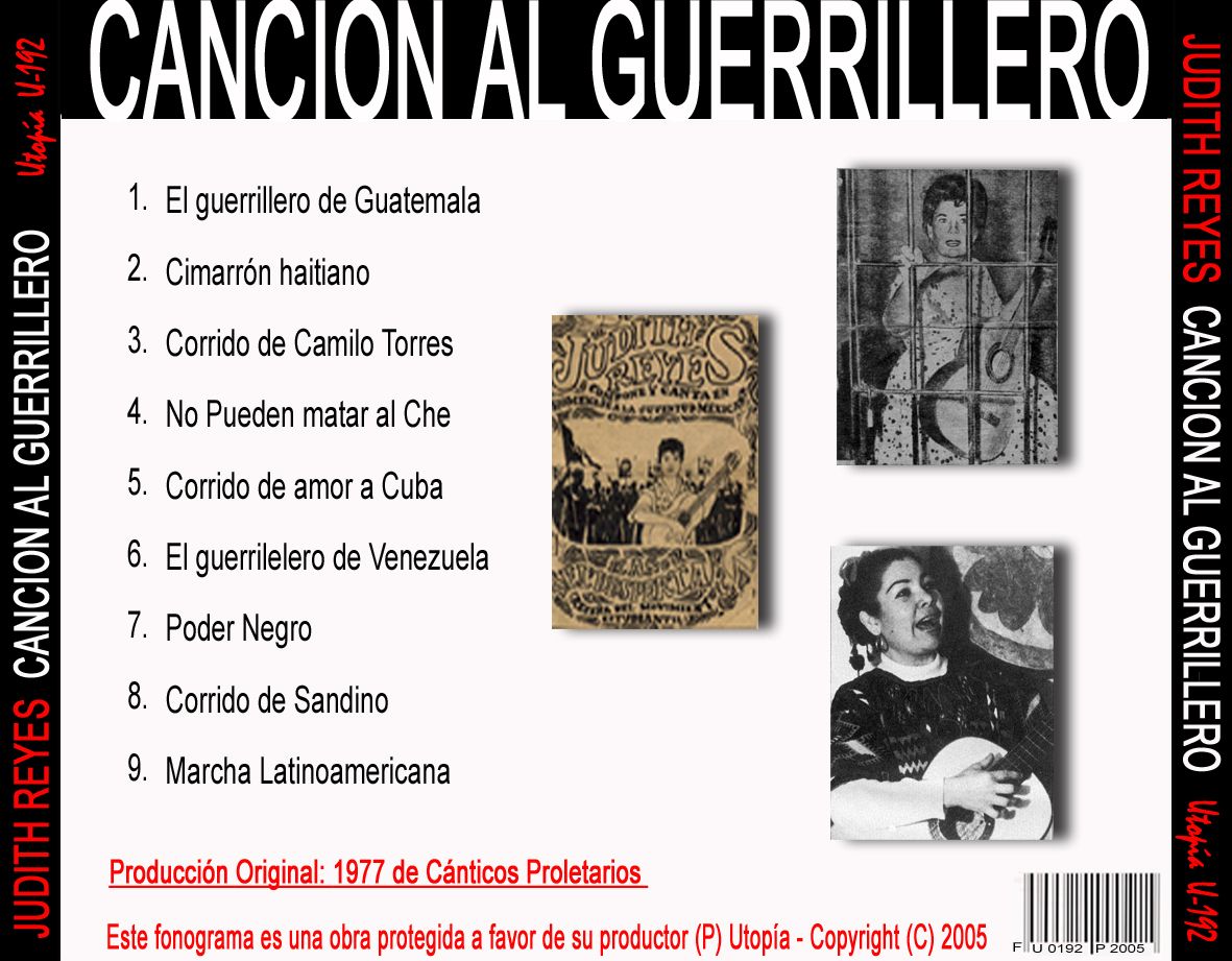 CanciA2n20del20guerrillero contraportada - Judith Reyes - Canción al Guerrillero 1977