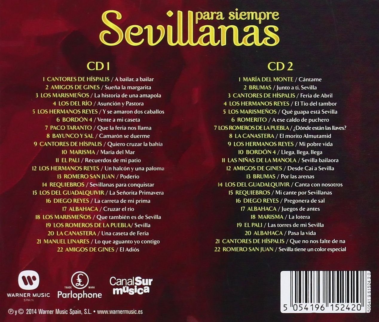 trasera - Sevillanas para Siempre (2014) VA