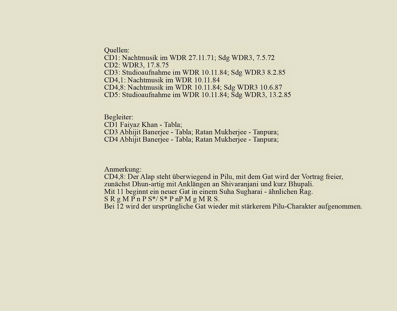 verso2Bverso2BKopie - Nikhil Banerjee - At WDR, Cologne, Germany Broadcasts recorded (4 CDS)