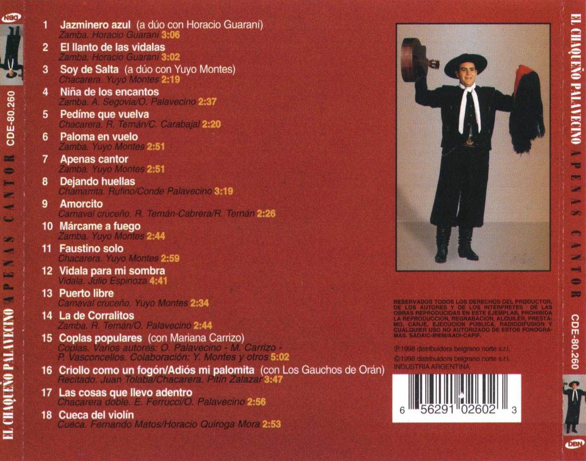 1 1738 - Chaqueño Palavecino - Apenas Cantor 1998
