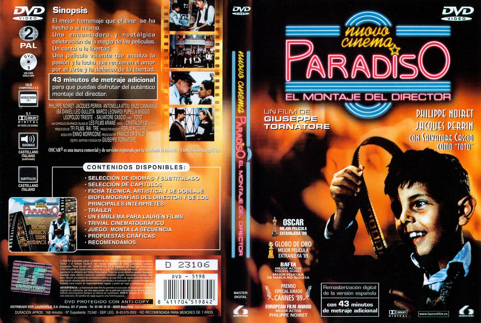 Nuovo Cinema Paradiso El Montaje Del Director Caratula - Cinema Paradiso (Montaje del Director) Dvdrip Español (1988) Drama