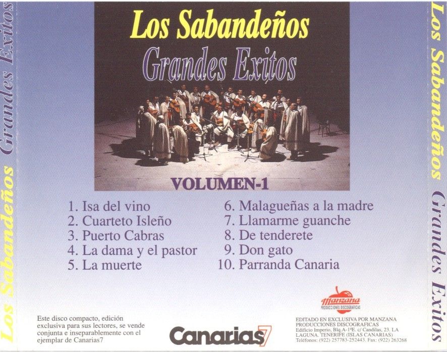 cd120 20trasera - Los Sabandeños - Grande Exitos (Canarias 7) (2 CDs)
