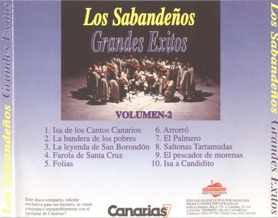 cd220 20trasera - Los Sabandeños - Grande Exitos (Canarias 7) (2 CDs)