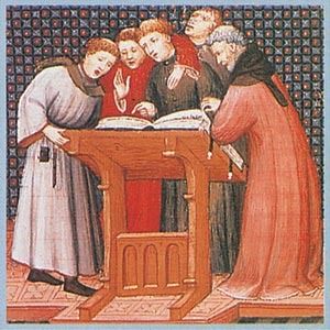 immagine cantori medievali con gregoriano - Canto Gregoriano