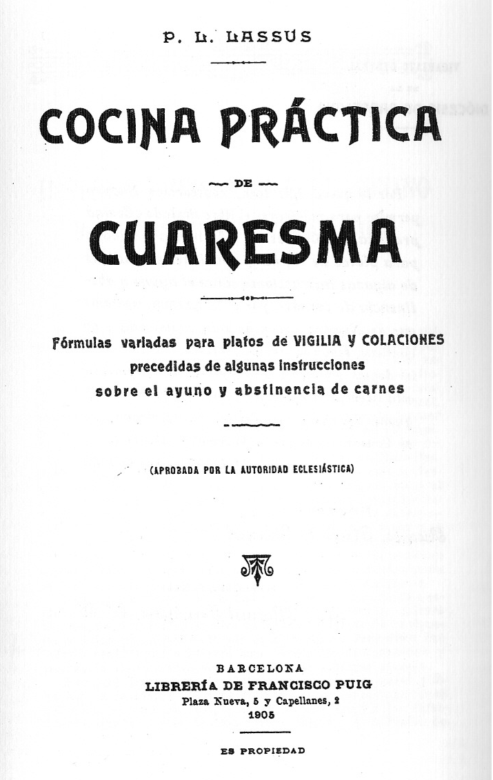 CUARESMA - Cocina practica de cuaresma de P.L. Lass, año 1905 PDF