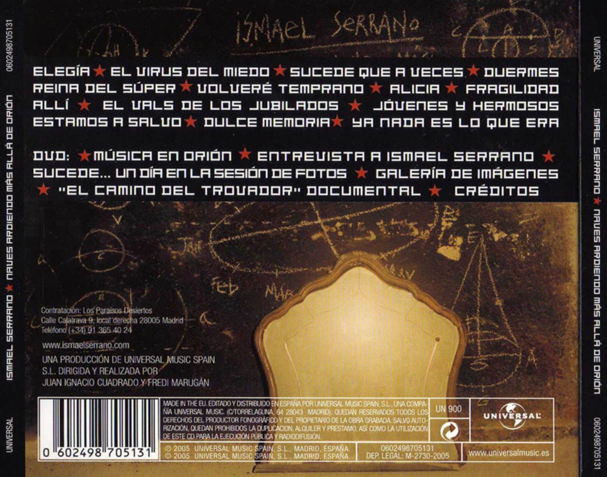 Ismael Serrano Naves Ardiendo Mas Alla De Orion Trasera - Ismael Serrano discografia