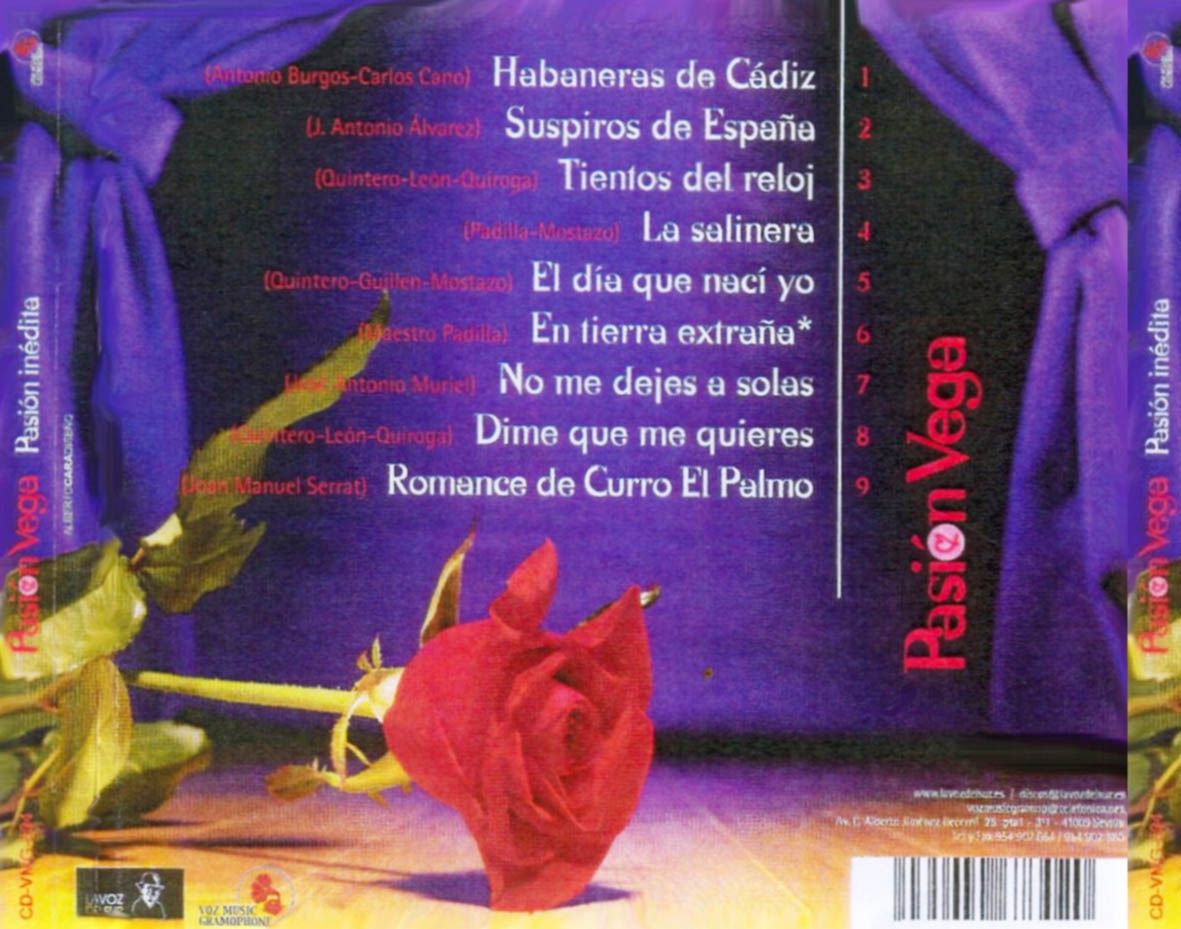 Pasion Vega Pasion Inedita Trasera - Pasion Vega: Discografia 1996-2006 (10 Cd´s)