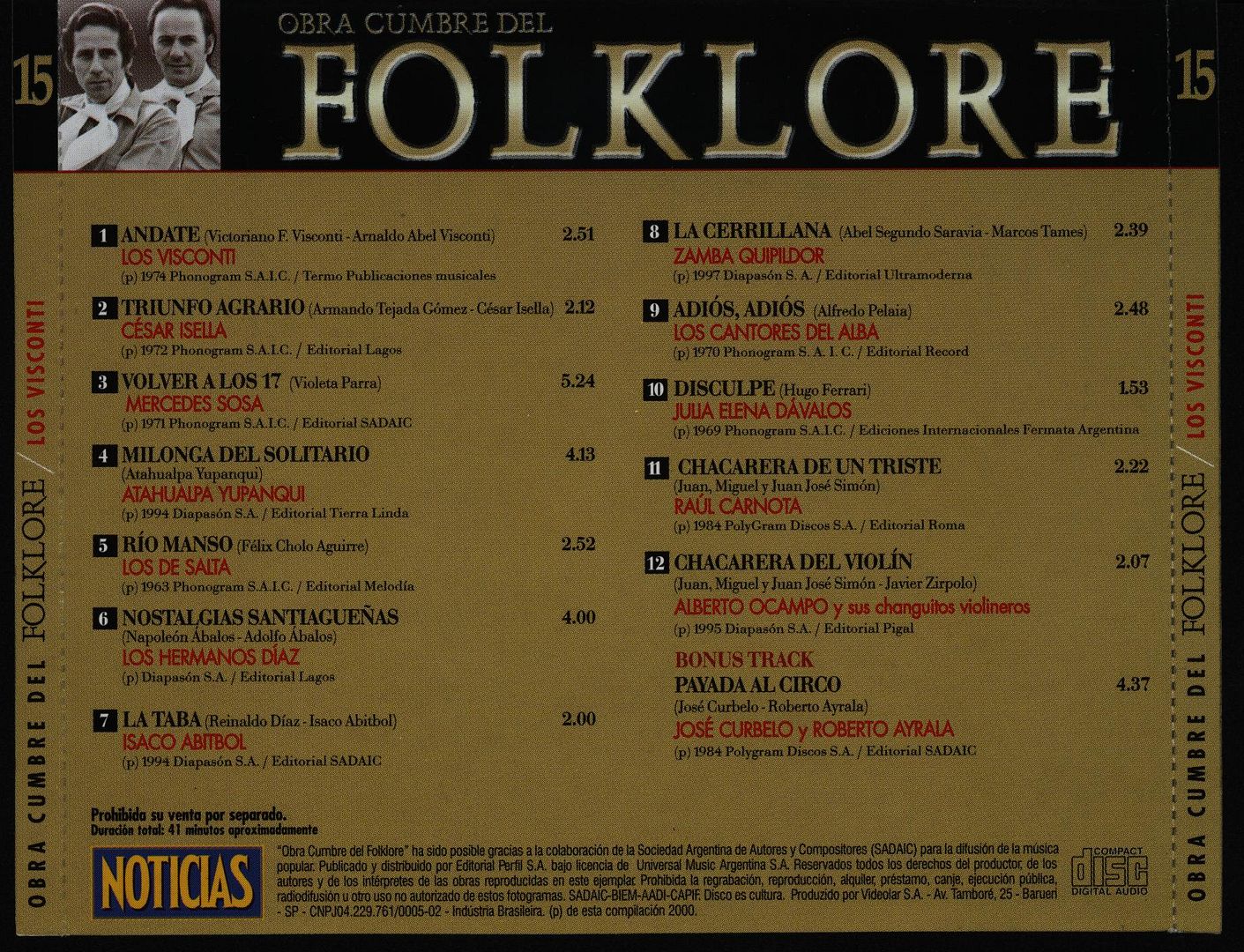 Back 10 - Obras Cumbres Del Folklore Vol.15
