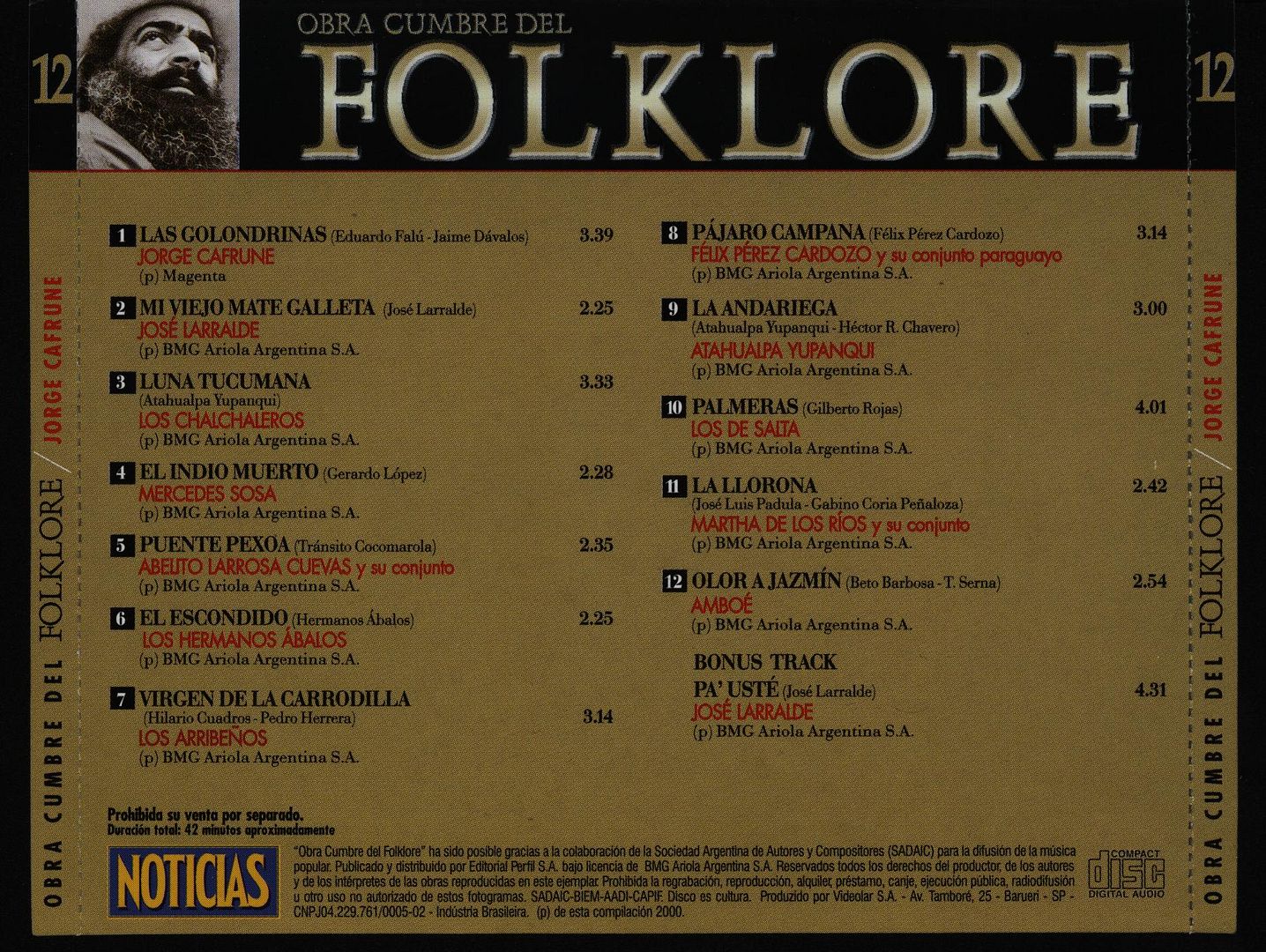 Back 8 - Obras Cumbres Del Folklore Argentino Vol.12