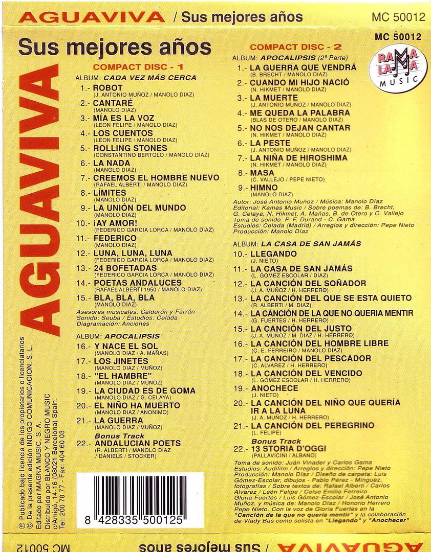 AguaViva SusMejoresaC3B1osAguavivaBack - Aguaviva - Sus mejores años VOL.1 (1970-1973)