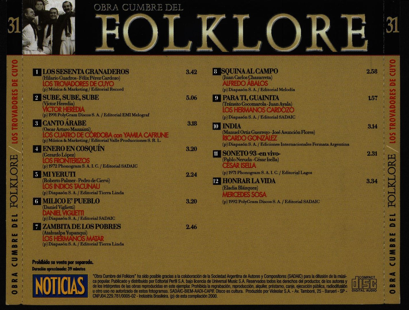 Back 8 - Obras Cumbres Del Folklore Argentino Vol.31 VA MP3
