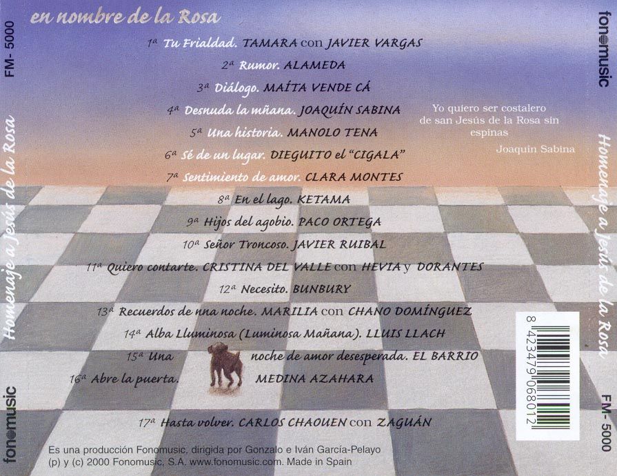 Homenaje a Jesus De La Rosa  Trasera - Tu frialdad Homenaje A Jesus De La Rosa VA