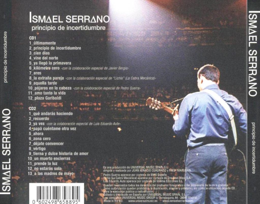 Ismael Serrano Principio De Incertidumbre Trasera - Ismael Serrano discografia