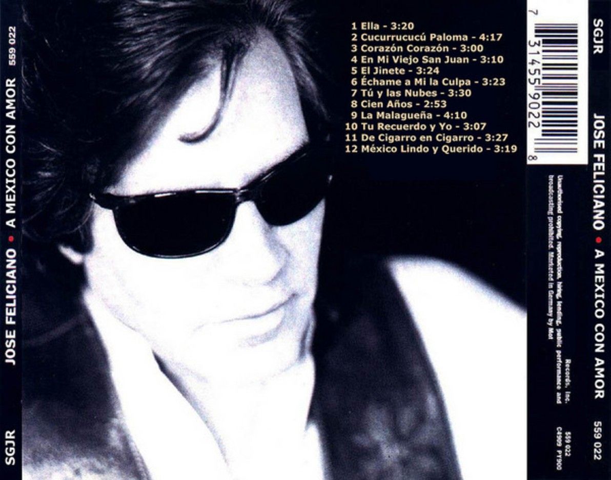 TRASERA - Jose Feliciano - A Mexico Con Amor