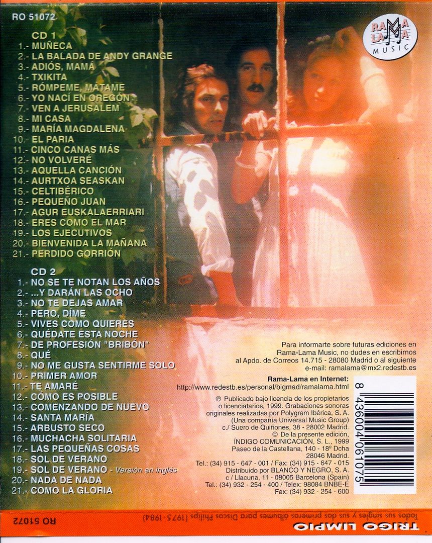 TrigoLimpio1975 1984Back - Trigo Limpio - Todos sus singles y sus dos LP’s (1975 - 1984)