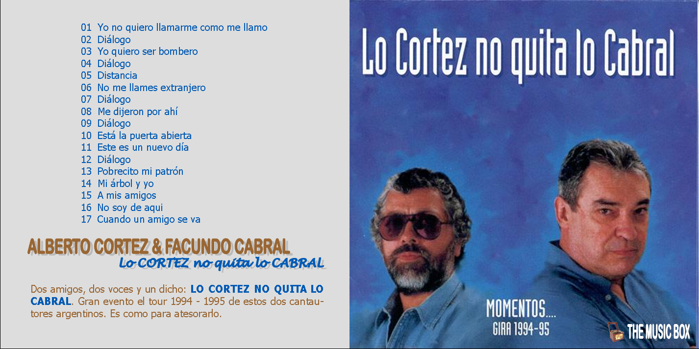alberto cortez facundo cabral lo cortez no quita lo cabral - Facundo Cabral - Lo Cortez no quita lo Cabral. Vol.1 1994