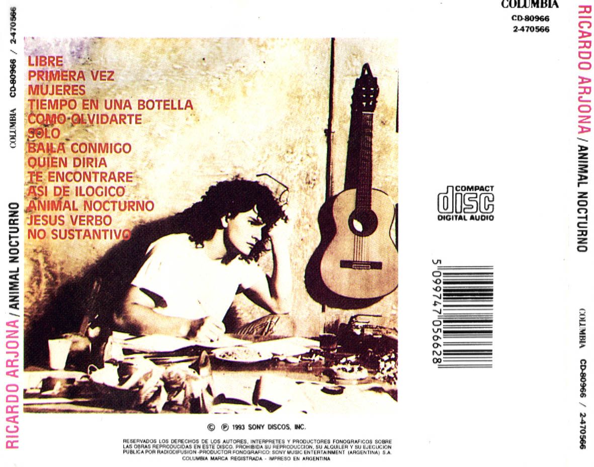 ricardo arjona animal nocturno trasera - Ricardo Arjona - Animal Nocturno (1993) MP3
