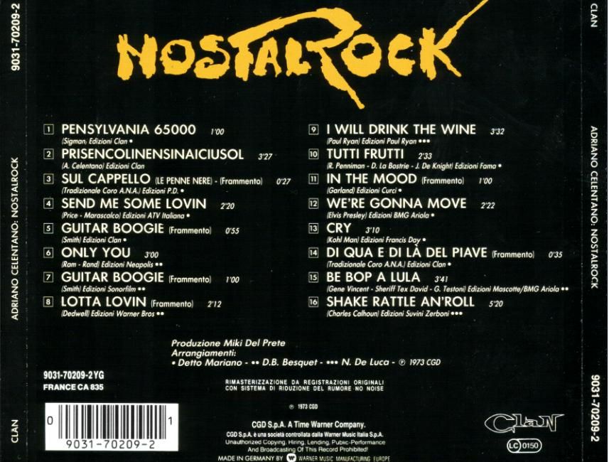 NostalRockback - Adriano Celentano: Discografia
