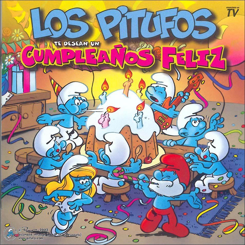42FB 4916BACE - Los pitufos Cumpleaños Feliz