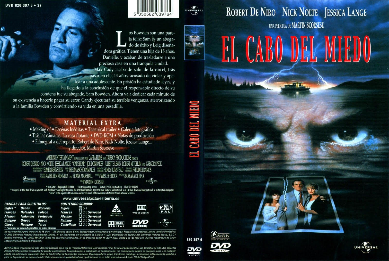 El Cabo Del Miedo Caratula - El cabo del miedo Dvdrip Español (1991) Terror