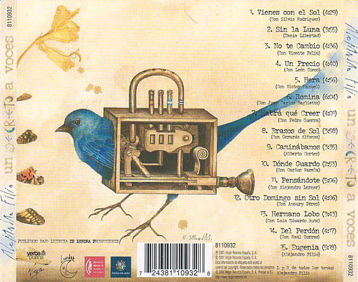 Alejandro Filio Un Secreto A Voces Trasera - Alejandro Filio - Un secreto a voces (1998)