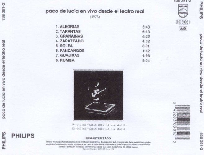 EE92 4C85114B - Paco de Lucía - En Vivo Desde El Teatro Real (1975) MP3