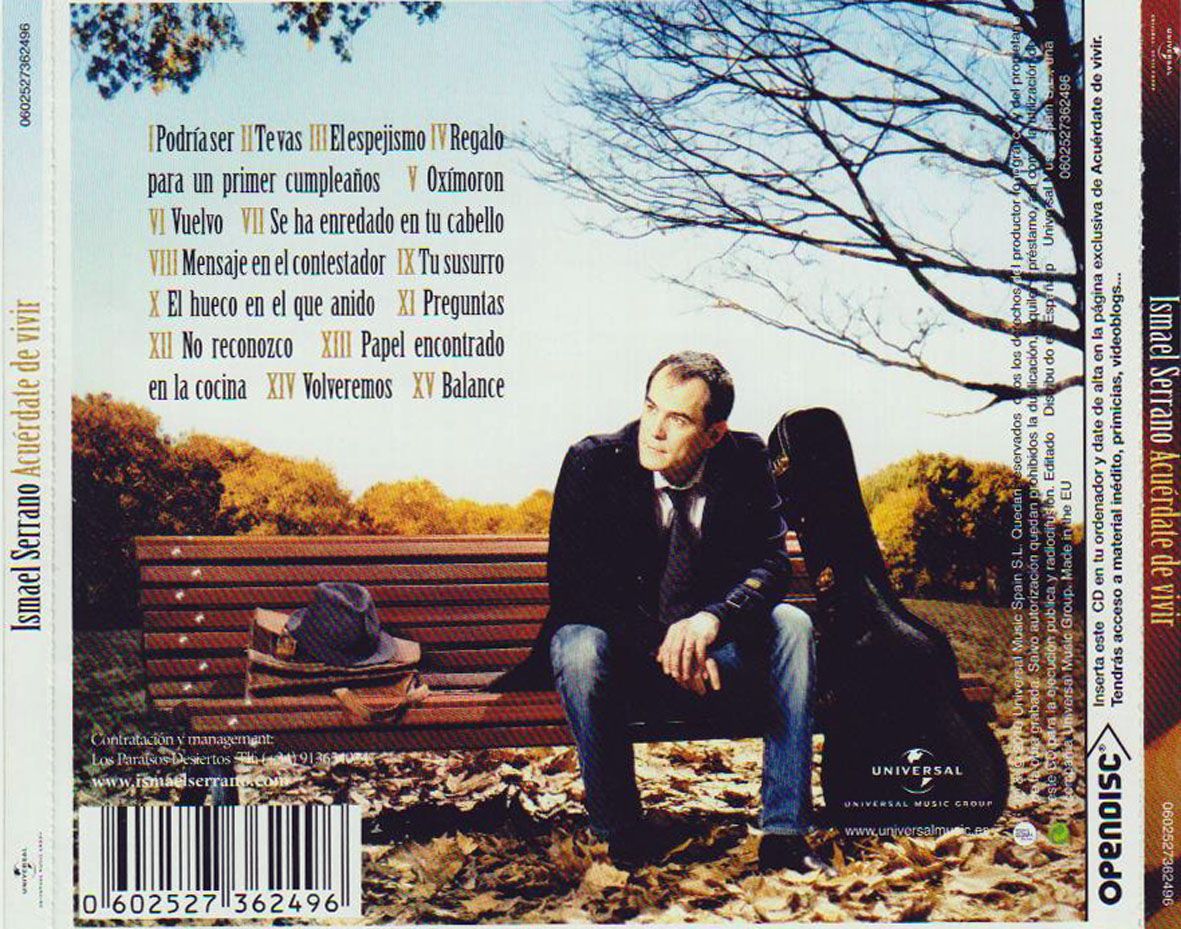 Ismael Serrano Acuerdate De Vivir Trasera - Ismael Serrano discografia