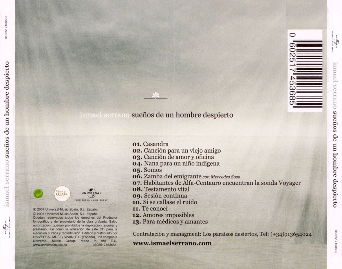 Ismael Serrano Suenos De Un Hombre Despierto Trasera - Ismael Serrano discografia