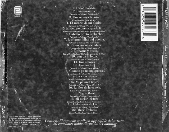 MaraDoloresPradera TodaUnaVida2 - María Dolores Pradera - Toda Una Vida (1994) MP3