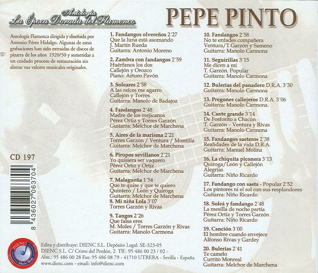 PepePinto La25C32589pocaDoradadelFlamenco25281920 25275025292 - Pepe Pinto - La época dorada del flamenco (1920-1950)