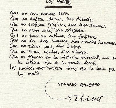 los nadie poema de eduardo galeano - Eduardo Galeano: Bibliografia
