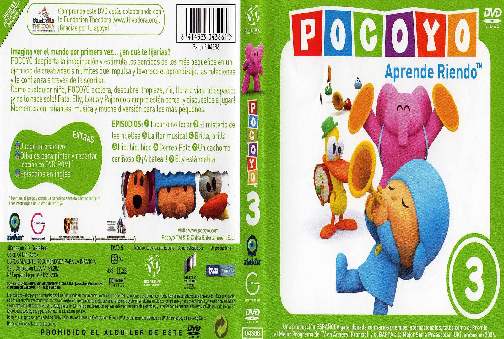 Pocoyo Volumen 3 Caratula - Pocoyo DVD 3 (Dvd full) Español e Ingles