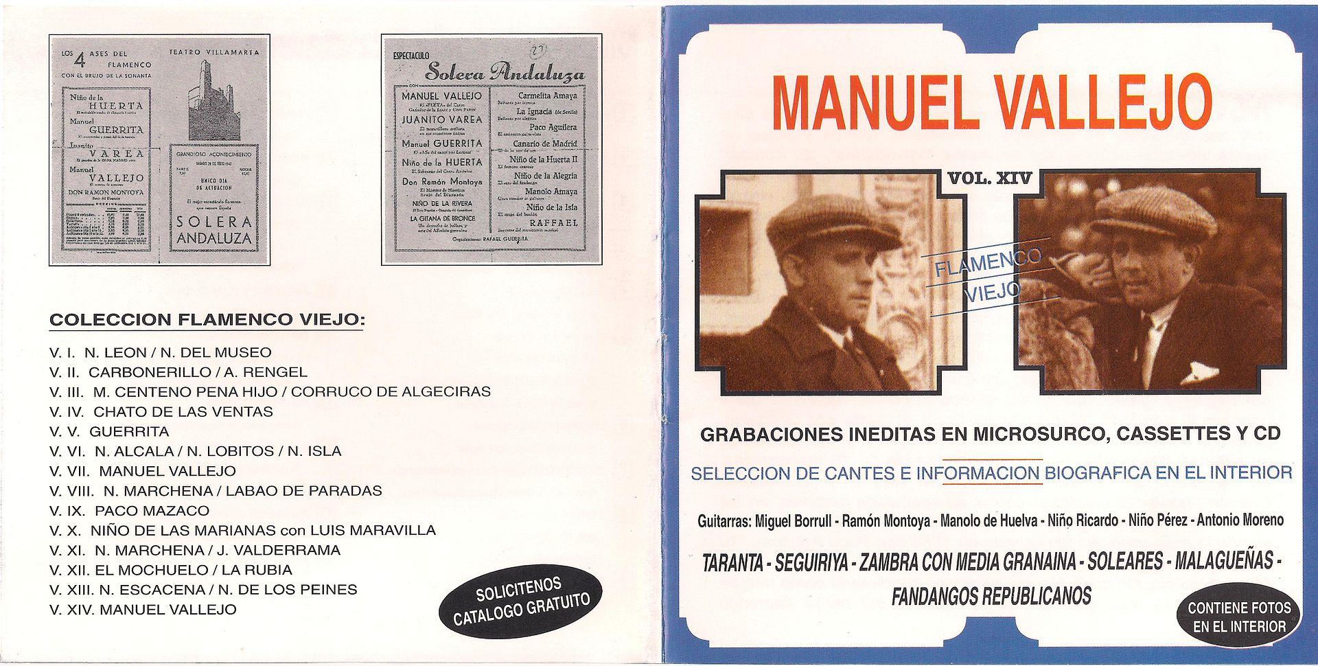 Portada 1 - Manuel Vallejo - Flamenco viejo Vol. XIV (1993)