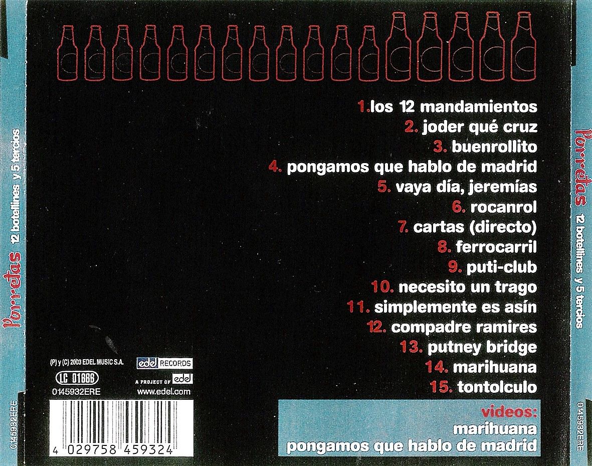 Trasera 1 - Los Porretas - 12 Botellines y 1 Tercio