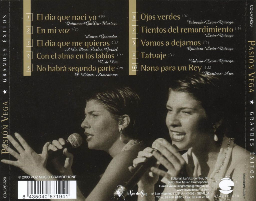 Pasion Vega Grandes Exitos Trasera - Pasion Vega: Discografia 1996-2006 (10 Cd´s)