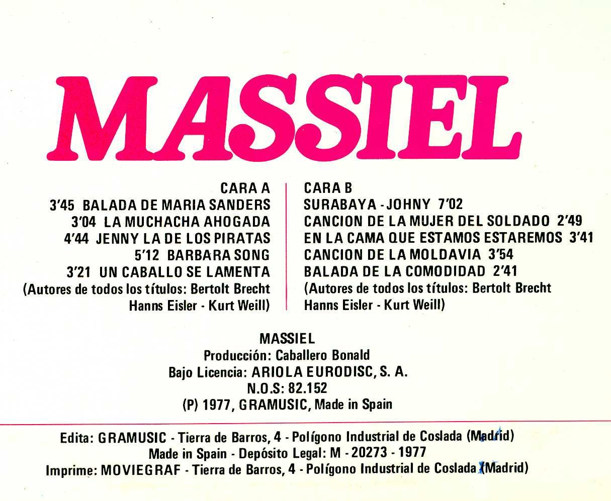 1 1034 - Massiel - Baladas y canciones de Bertolt Brecht (1977)