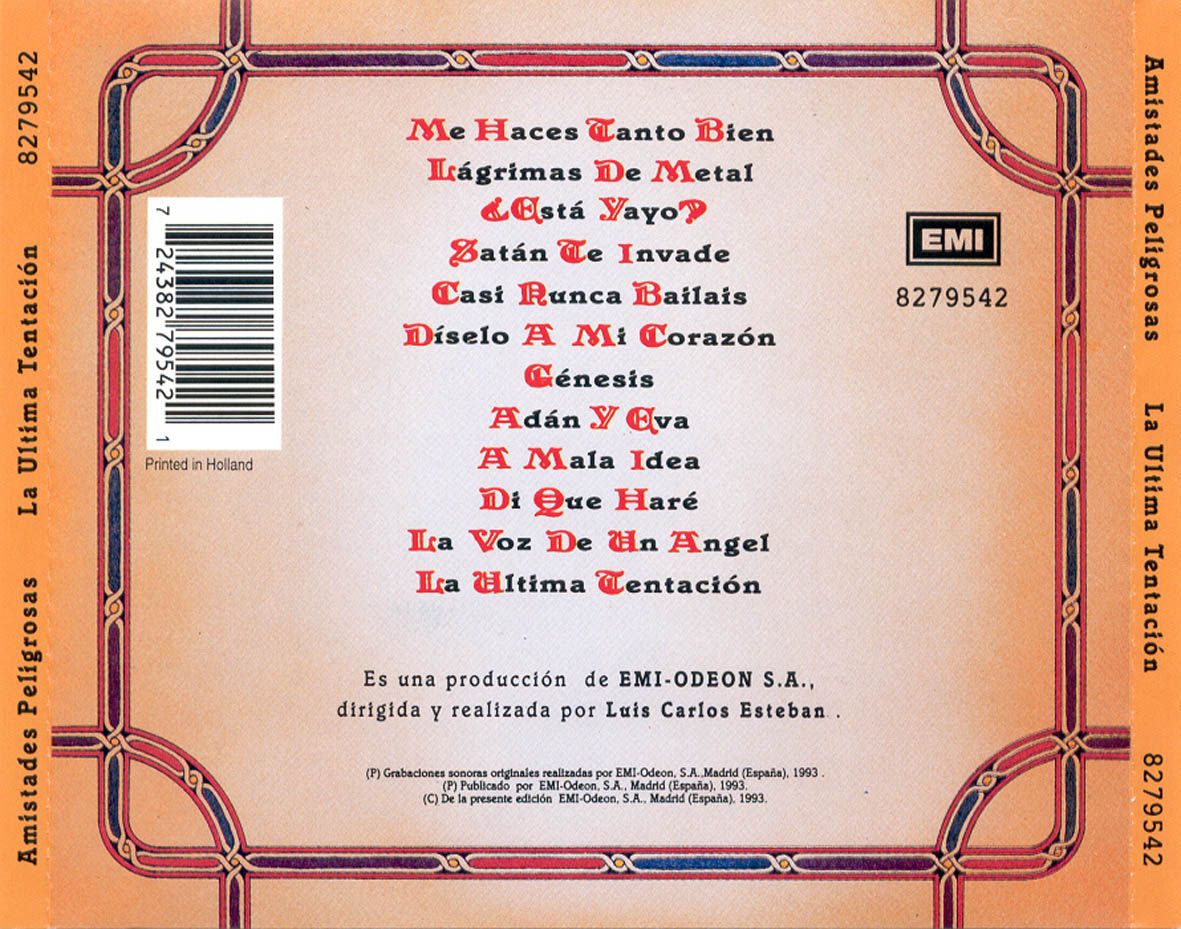 Amistades Peligrosas La Ultima Tentacion Trasera - Amistades Peligrosas - La Ultima Tentacion (1993) MP3