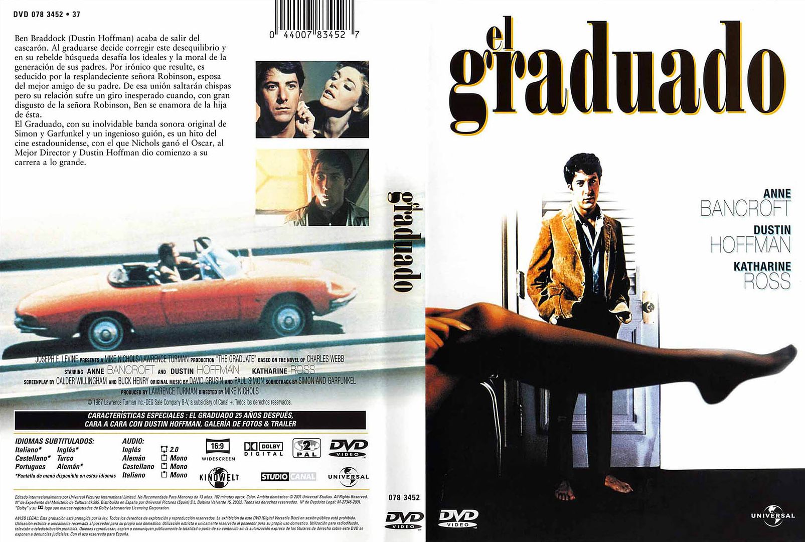 El Graduado Frontal DVD - El Graduado SatRip Español (1967) (Drama Romance)