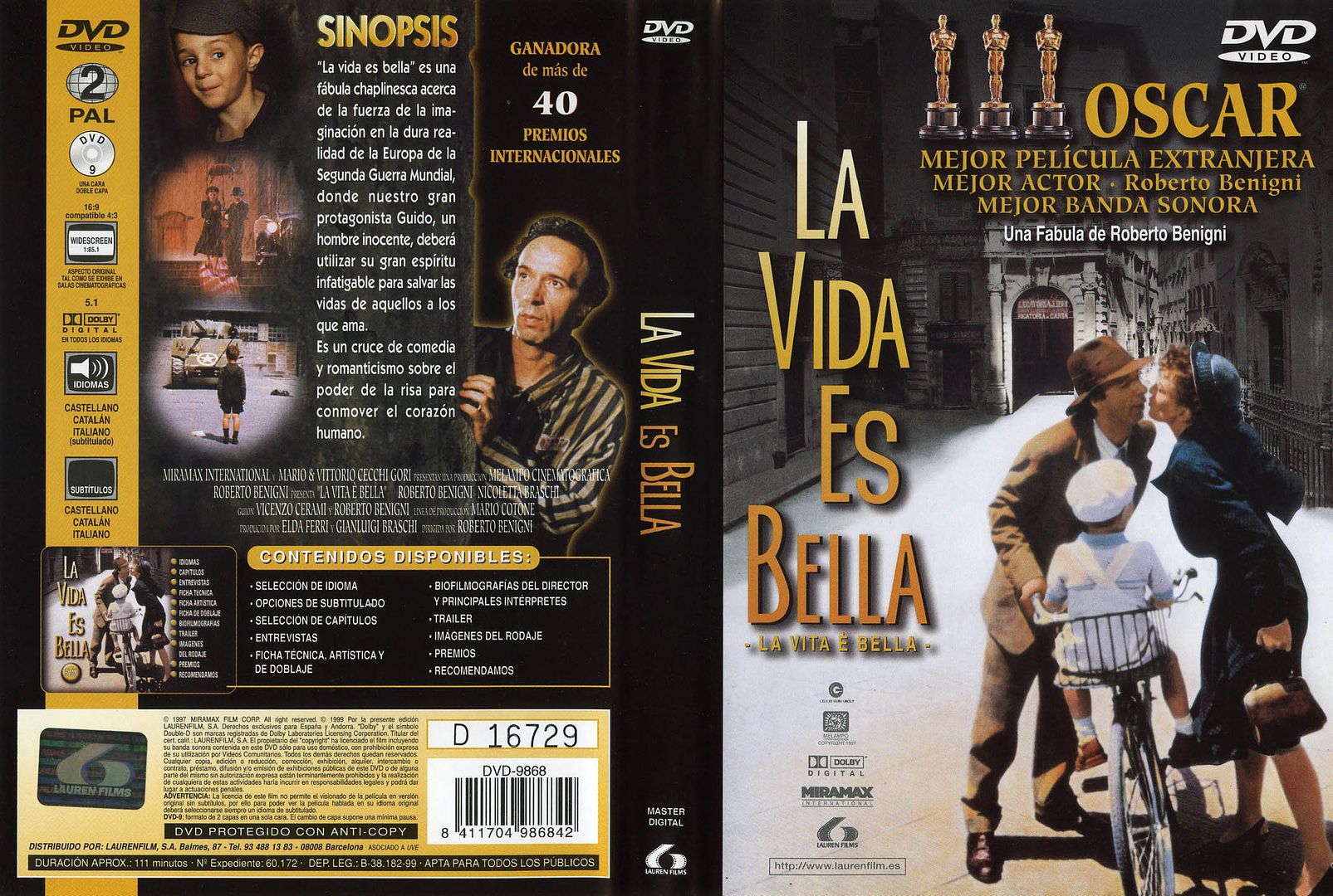 La Vida Es Bella Caratula - La vida es bella DvdRip Español (1997) Comedia