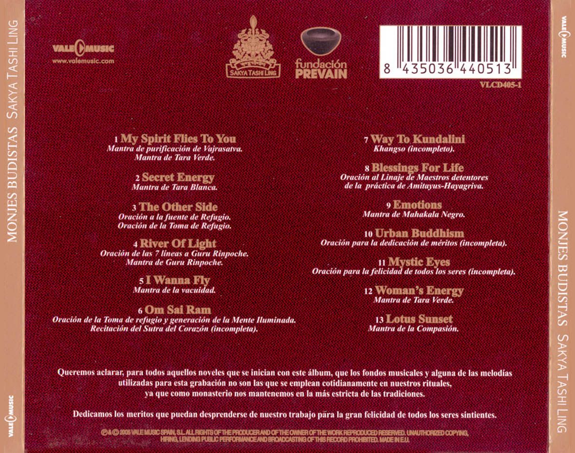 Monjes Budistas Sakya Tashi Ling  Trasera - Monjes Budistas Sakya Tashi Ling